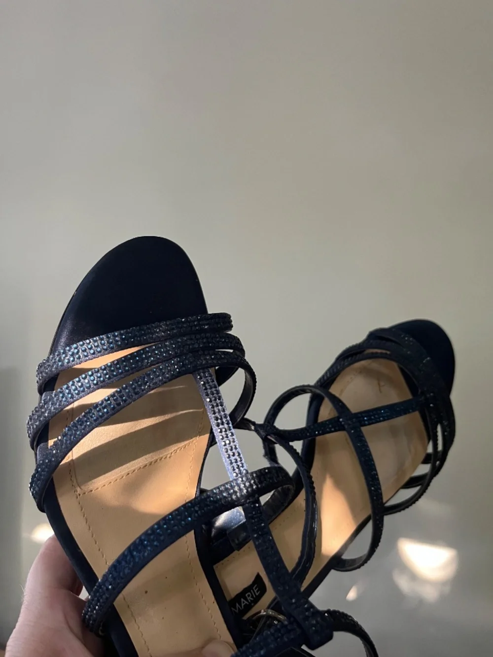Alex Marie Navy Glitter Dress Heel, Size 8.5 Women's
